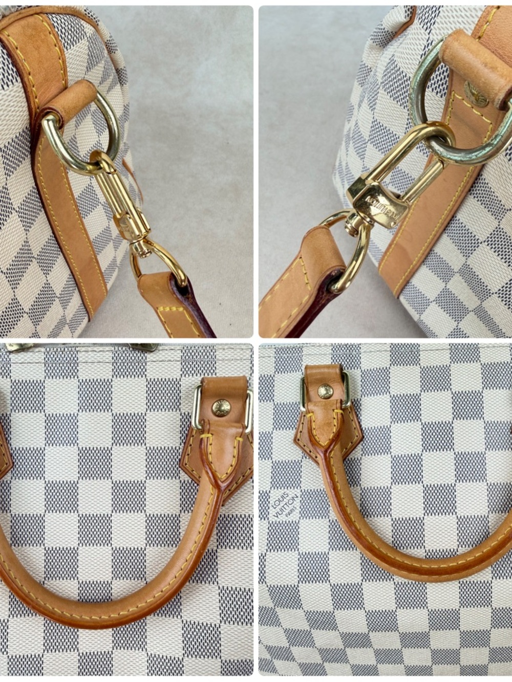 Louis Vuitton Speedy Bandoulière 30 Damier Azur Crossbody Bag w/ Strap & Lock - Picture 12 of 16